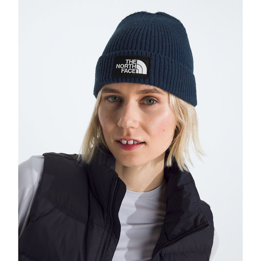 TNF Logo Box Cuffed Beanie Summit Navy