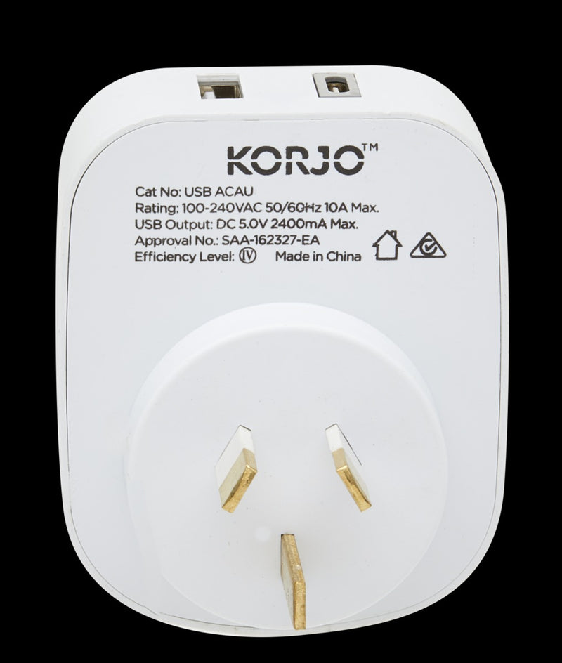 Load image into Gallery viewer, Korjo USB A+C &amp; Power Adaptor Aus
