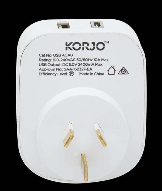 Korjo USB A+C & Power Adaptor Aus