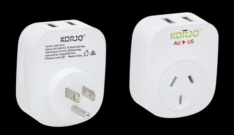 Load image into Gallery viewer, Korjo USB A+C &amp; Power Adaptor AU/US
