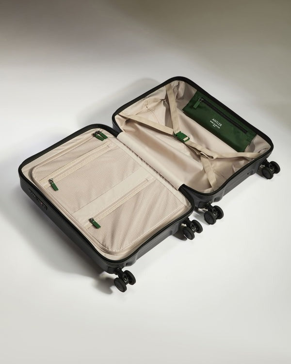 Load image into Gallery viewer, Antler Icon Stripe Cabin Roller Case with Pocket - Black
