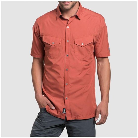 mens short sleeve travel shirt red